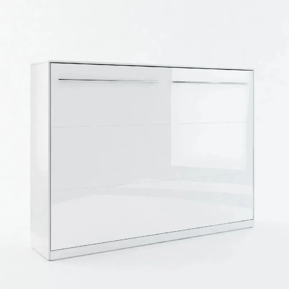 Cadott Double Wall Bed with LED - White, High Gloss