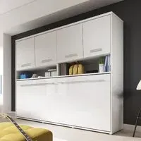 Cadott Single Wall Bed with LED - White, High Gloss