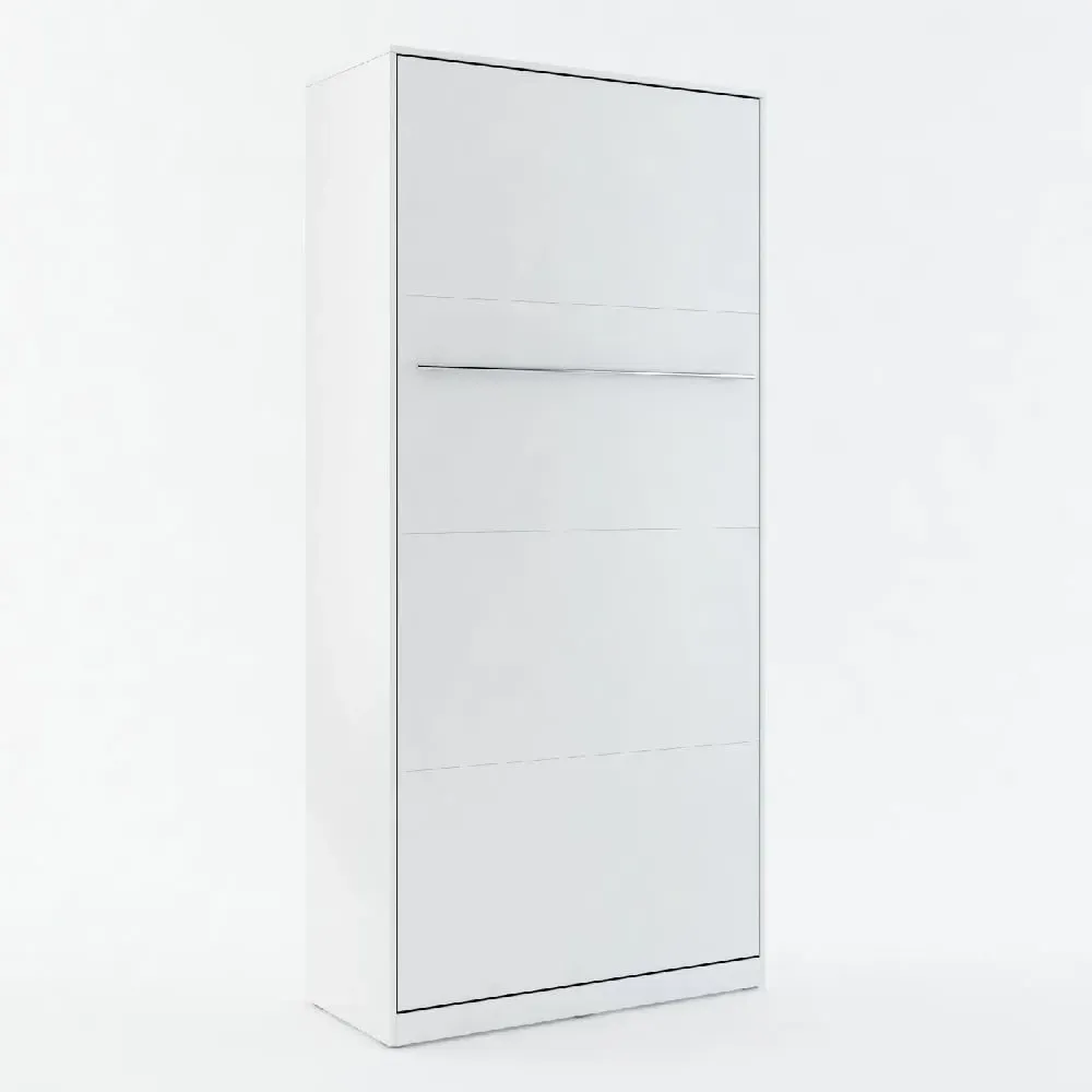 Cadott Single Wall Bed with Storage - White, Laminated Wood