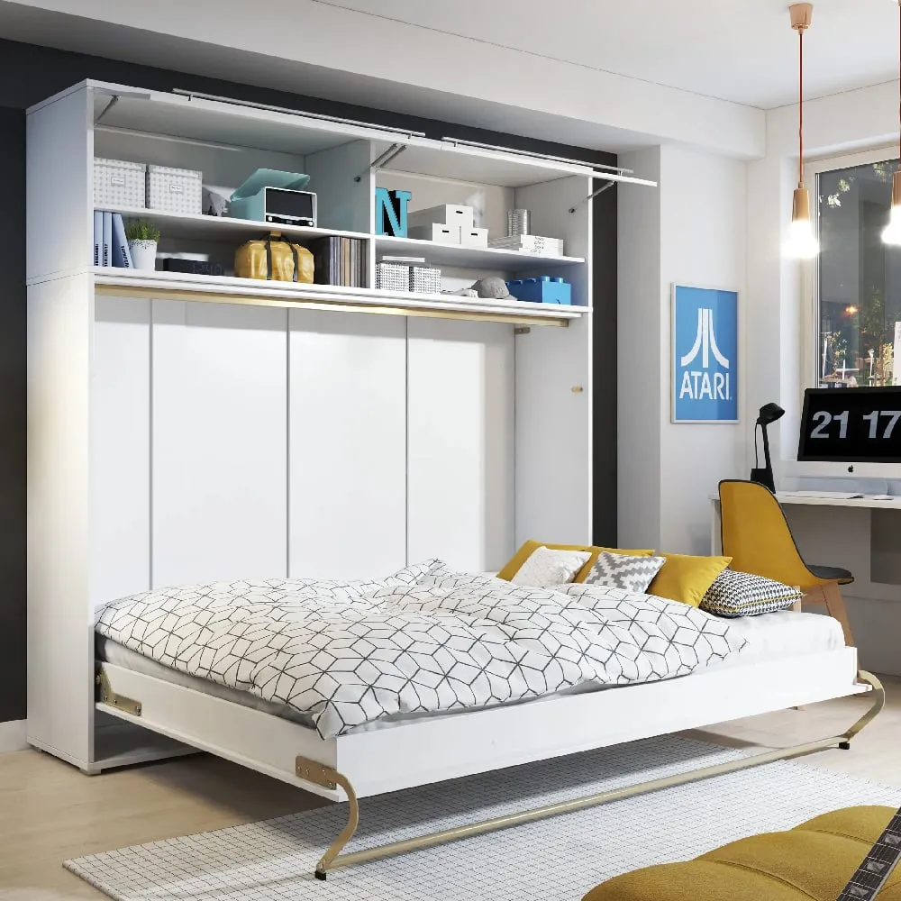 Cadott Small Double Wall Bed with LED - White