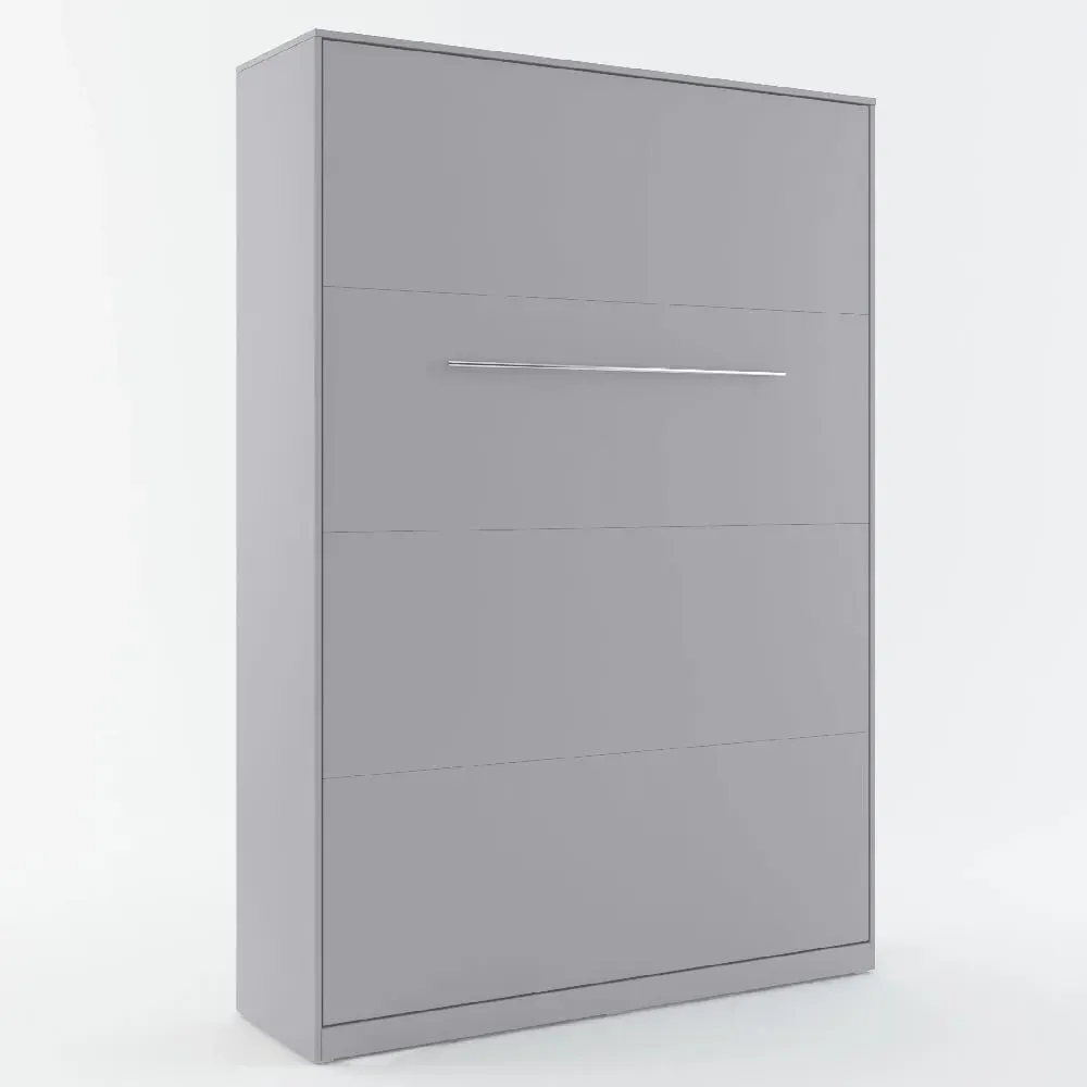 Cadott Small Double Wall Bed with Storage - Grey, Laminated Wood