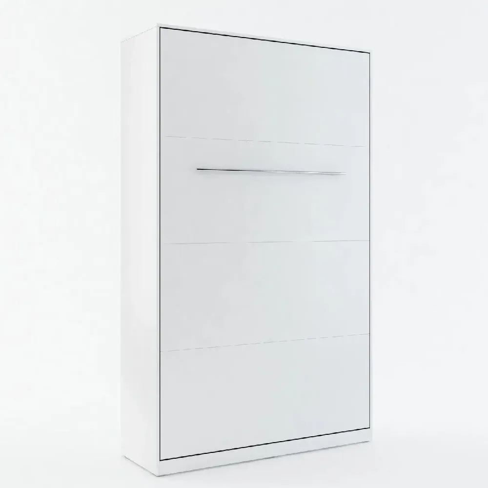 Cadott Small Double Wall Bed with Storage - White, Laminated Wood