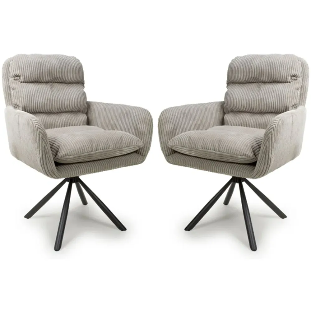 Cadott Swivel Dining Chair Pair - Mink, Corduroy image