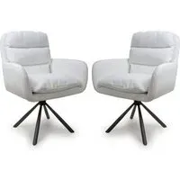 Cadott Swivel Dining Chair Pair - White, Corduroy