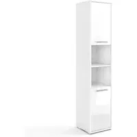 Cadott Tall Storage Cabinet with 2 Doors - White, High Gloss