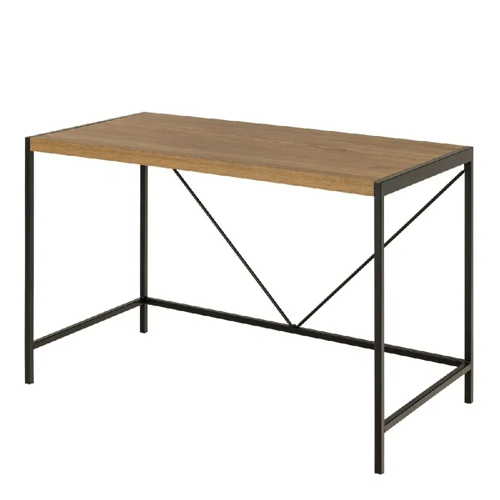 Cadott Wooden Laptop Desk with Black Metal Frame - Oak image