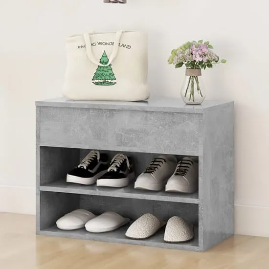 Caelius Shoe Storage Bench - Concrete Effect, Engineered Wood image