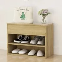 Caelius Shoe Storage Bench - Sonoma Oak, Engineered Wood