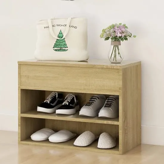 Caelius Shoe Storage Bench - Sonoma Oak, Engineered Wood
