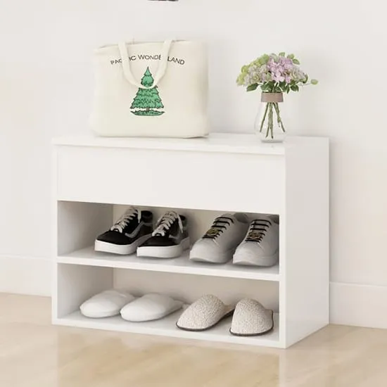 Caelius Shoe Storage Bench - White, Engineered Wood