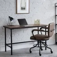 Caelum Laptop Desk with Gable Office Chair - Brown, Elm Wood