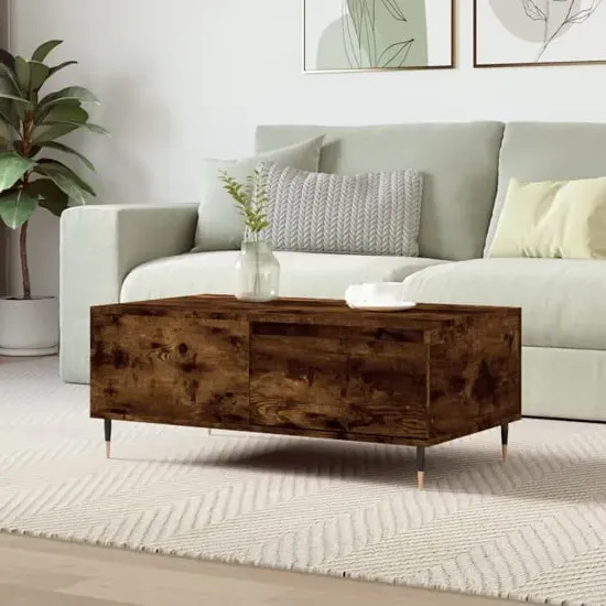 Caen Coffee Table with Drawer - Smoked Oak, Engineered Wood image