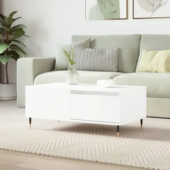 Caen Coffee Table with Drawer - White, Engineered Wood