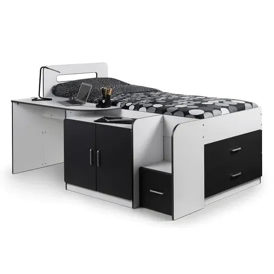 Caerwyn Cabin Bed with Storage - White, Charcoal image