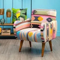 Cafenos Bedroom Chair with Wooden Legs - Multicolor