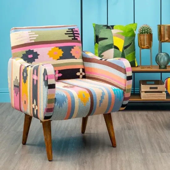 Cafenos Bedroom Chair with Wooden Legs - Multicolor