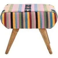 Cafenos Footstool with Oak Legs - Multicolour, Fabric