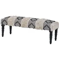 Cafenos Moroccan Fabric Seating Bench - White