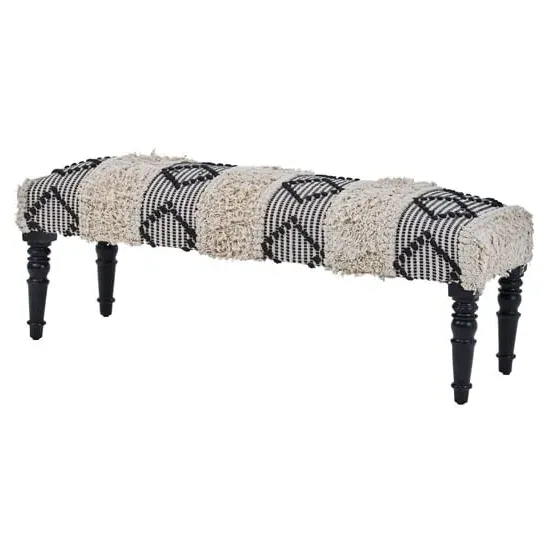 Cafenos Moroccan Fabric Seating Bench - White image
