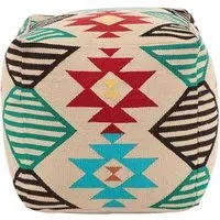 Cafenos Square Fabric Pouffe - Multicolor, Cotton