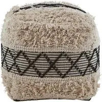 Cafenos Square Fabric Pouffe - White, Cotton