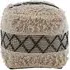 Cafenos Square Fabric Pouffe - White, Cotton