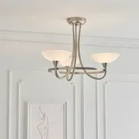Cagney 3 Light Flush Light - White, Satin Chrome