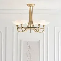 Cagney 5 Light Flush Light - White, Antique Brass
