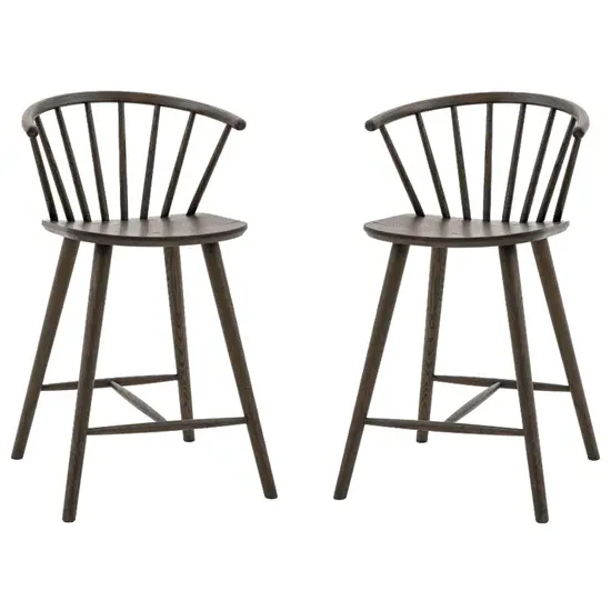 Cairo Bar Stool Pair with Turned Legs - Mocha, Oak product