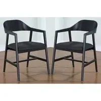 Cairo Carver Dining Chairs in Pair - Black, Oak