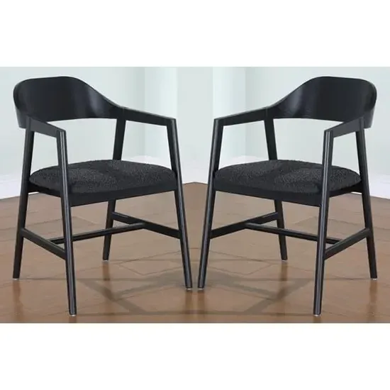 Cairo Carver Dining Chairs in Pair - Black, Oak image