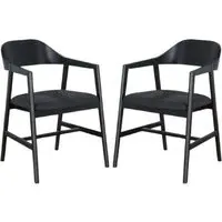 Cairo Carver Dining Chairs with Fabric Seat in Pair - Black