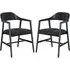 Cairo Carver Dining Chairs with Fabric Seat in Pair - Black