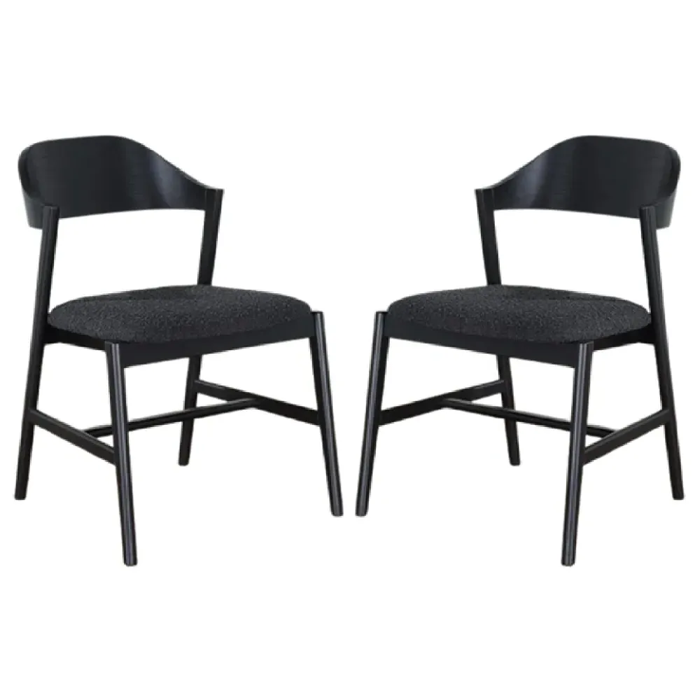 Cairo Dining Chairs with Fabric Seat - Black, Wood