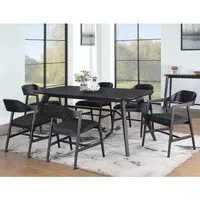 Cairo Extendable Dining Table with 6 Chairs - Black, Wood
