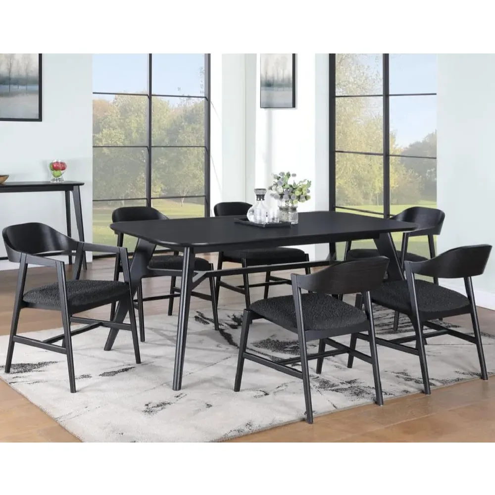 Cairo Rectangular Dining Table with 6 Chairs - Black