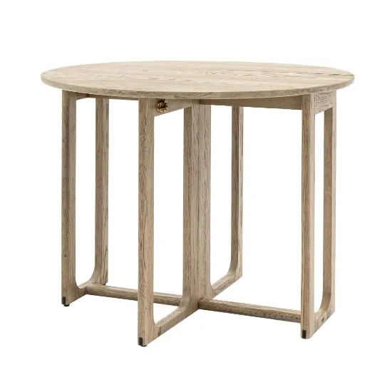 Cairo Round Folding Dining Table - Smoked Oak