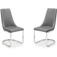 Caishen Dining Chairs Pair - Grey, Faux Leather alternate view