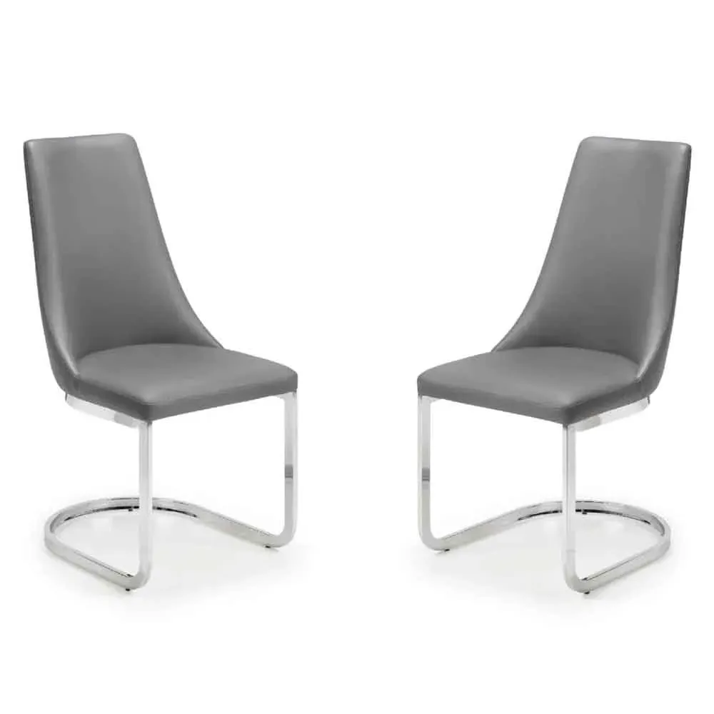 Caishen Dining Chairs Pair - Grey, Faux Leather product