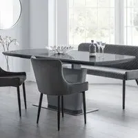 Caishen Extendable Dining Table - Grey, High Gloss