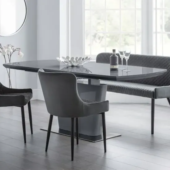 Caishen Extendable Dining Table - Grey, High Gloss image