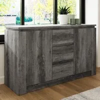 Caister Sideboard with 2 Doors & 3 Drawers - Charcoal Grey, Wood Effect alternate view