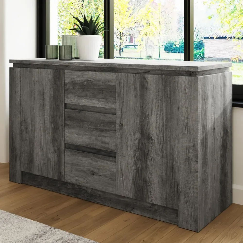 Caister Sideboard with 2 Doors & 3 Drawers - Charcoal Grey, Wood Effect product