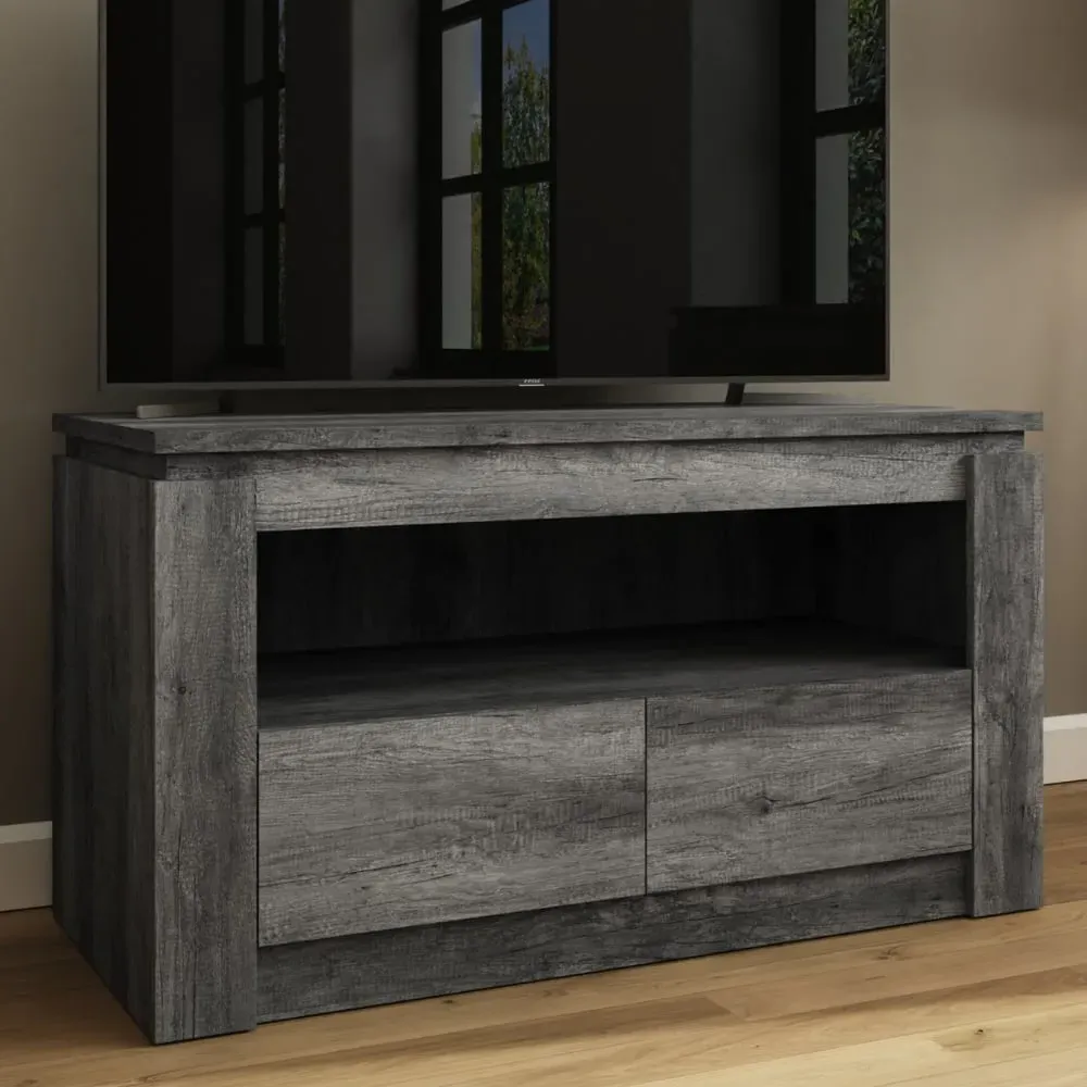 Caister TV Stand with 2 Drawers - Charcoal Grey, Wood Effect product