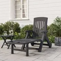 Cait Folding Sun Lounger with Wheels - Anthracite, Polypropylene