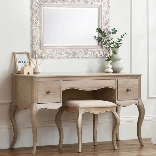 Caitlyn Dressing Table and Stool - Limed Oak