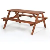 Caius 6-Seater Picnic Table with Benches - Oak Brown, Pine