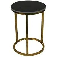 Caius Round End Table - Black, Ceramic