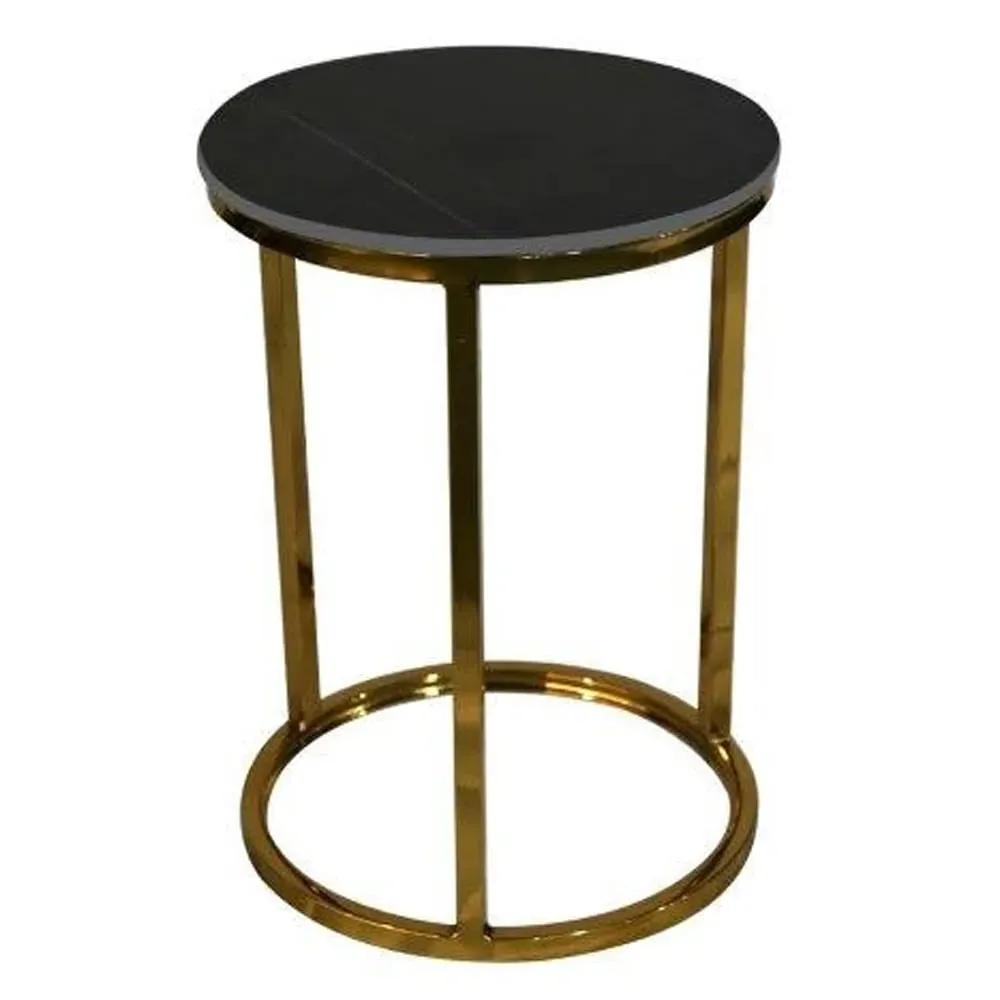 Caius Round End Table - Black, Ceramic image