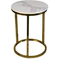 Caius Round End Table - White, Ceramic